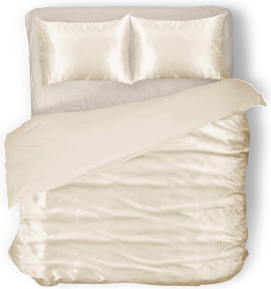 Elegance Silk Dekbedovertrek Glans Satijn - Ivory - 240x200/220cm - Lits Jumeaux
