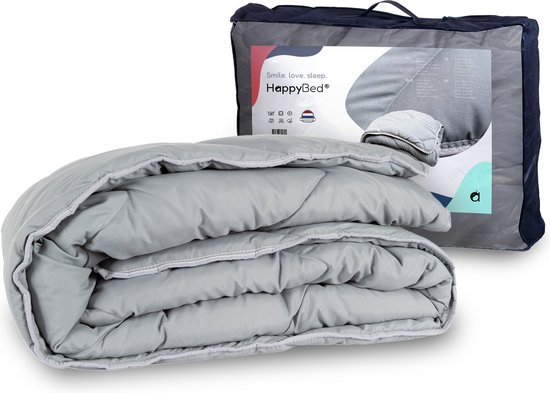 HappyBed grijs dekbed zonder overtrek | 200x200 cm - Bedrukt dekbed
